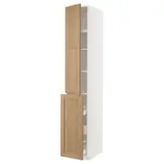 METOD / MAXIMERA hc w p-o func 3drw/1dr/2shlv, white/Vedhamn oak, 40x60x240 cm