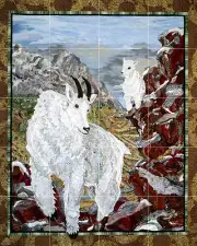 Contemporary Art Decor Wildlife Goat Mural Ceramic Backsplash Bath Tile #2401