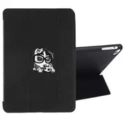 Embroidered Cartoon Pattern Left And Right Flip Leather Case For Ipad Mini 5 / 4 With Three-Folding Holder and Sleep / Wake-Up Function and Pen Slot (Black)