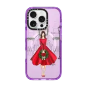 iPhone 16 Pro Impact Case MagSafe Compatible Holly Lane Brunette (Holiday Illustration Case)