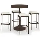 5-Piece Outdoor Bar Set Garden Patio Dining Stools Chairs Table Furniture Rattan