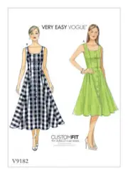 VOGUE SEWING PATTERN 9182 MISSES 14-22 SCOOP NECKLINE, FLARED BUTTON FRONT DRESS
