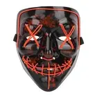 (red)Halloween Scary LED Light Up Glow Mask Costume For Party Prop Show XO