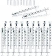1ml Luer Lock Syringe 50-Pack Plastic 1ml Syringes with Luer Lock Tip, Individually Sterile Sealed, No Needle (50)