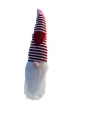 Faceless Striped Gnome Knitted Wool Cover Knitted Fabric Candy Jar 13 Inches H