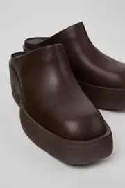 Billie Brown leather clogs for women