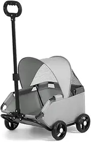 Dog Stroller 4 Wheels Folding Dog Cart with Sunshine Cover Pet Stroller for Travelling Shopping Walking Playing for Small Dogs Cats