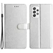 For Samsung Galaxy A33 5G PU Leather Phone Wallet Stand Cover Silk Texture Flip Case with Hand Strap