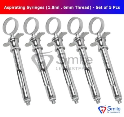 Dental Aspirating Cartridge Syringes Set Of 5 - 1.8 ml Eu German Thread CE UK