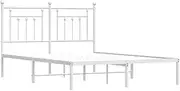 vidaXL Robust Metal Bed Frame with Extra Storage Space, Comfy Headboard, Queen Size, Powder-Coated Steel Construction, Easy Assembly Required - White