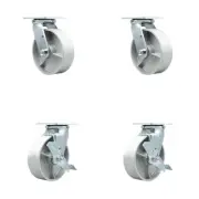 6 Inch Semi Steel Caster Set with Ball Bearings 2 Swivel Lock 2 Brake SCC