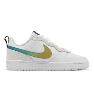 【NIKE 耐吉】休閒鞋 Court Borough Low 2 SE GS 大童鞋 女鞋 白 綠藍 漸層 皮革(FJ7692-191)