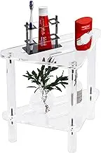 Acrylic Shower Stool with Storage - Space-Saving Triangle Bath Seat for Women Shaving Legs, Non-Slip & Durable, 11.42" W Fits Corner Showers (Clear)