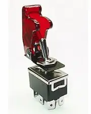 DPDT Toggle Switch 20 Amps @ 125 VAC Includes "Transparent Red" Safety Cover