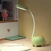 LUFEIS Children's Desk Lamp, Dinosaur Children's Room, Rechargeable Desk Lamp, Dimmable Bedside Lamp with USB, Desk Lamp, LED Eye Protection for Reading (Green)