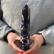 1.12LB Natural Sodalite Obelisk Quartz Crystal Point Wand Reiki Healing XA4417