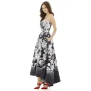 Alfred Sung D699FP Boho Floral Print Hi-Low Bridesmaid Dress Size 10