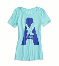 在飛比找Yahoo!奇摩拍賣優惠-American Eagle 女生 短袖t恤 短t 水藍色 