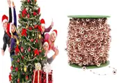 DIY Decor Christmas Tree Artificial Pearls Chain Plastic Bead Roll String-Rose Gold