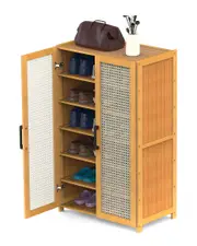 Fresh Fab Finds 6-Tier Bamboo Shoe Cabinet With 2 Doors