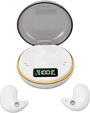 Sleep Headphones with Digital Display Charging Case for Side Sleepers, Bluetooth Earbuds Built in Battery, Wireless Earphones for Sleep Work Workout (White)