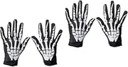 [SHERCHPRY] 2 Pairs Finger Skeleton Gloves Cosplay Accessories Skeleton Hand Gloves Costume Gloves Skull Gloves Funny Gloves Accessories for Bikes Halloween Glove White Sports Sock