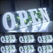 30"X10" Large LED Open Signs for Business Super Bright Unique Design White Open