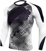 [Generic] Men Long Sleeve Shirts O-Neck Raglan Pri ed Stretchy Quick-Dry Sports Tees Running Athletes Casual Tops