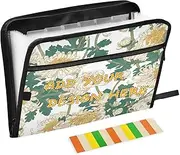 Custom Accordion File Folders 13 Pockets A4 Letter Size Customized Receipt Organizer with Zipper Closure for Classroom Home Office Travel Vintage Chrysanthemum Flower White organizador