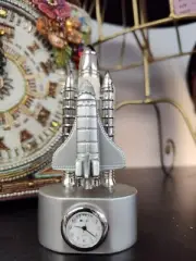 Mini Retro Style rocket Clock - silver Die-Cast, Novelty Collectible