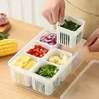 Refrigerator Storage Box 6 Grids Drain Basket Onion Seasoning Ginger H2D3