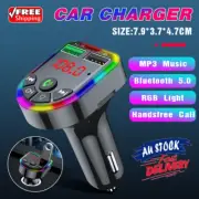 Car FM Transmitter Bluetooth Radio MP3 Player Music RGB Light Charger Kit USB