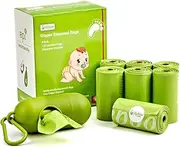 USBOO Baby Disposable Diaper Bags, Waste Bags 8 Refill Rolls/120 Bags with Dispenser, Convenient and Quick Diaper Disposal, Unscented