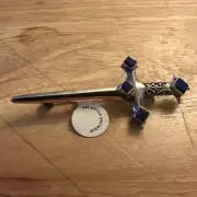 Sterling Silver Sword dagger pin Blue Stones Aprox 2 1/2inch New With Tags