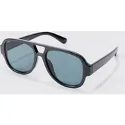 Mens Chunky Plastic Aviator Sunglasses In Black