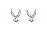 2x Looney Tunes Bugs Bunny Soft Plush Squeaking Dog Interactive Toy 20cm Grey