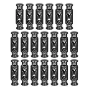 20pcs Double Hole String Cord Locks End Spring Toggle Stopper Black Matte