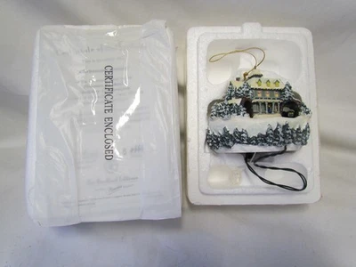 THOMAS KINKADE ILLUMINATED ORNAMENT VICTORIAN CHRISTMAS CROSSING TRAIN COA