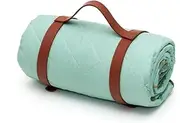 Viviendo Upgraded Picnic Blanket Mat Rug with Leather Carry Strap, Waterproof and Sandproof, 200x200cm, for 2-5 Person Beach Blanket Easy to Fold Lightweight Skin-Friendly and Comfortable, Green