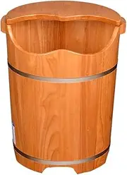 Wood Foot Bath Bucket Footbath,Oak Foot Bath Barrel,Smooth and Delicate Pedicure Barrels for Soaking Feet Spa Wooden Tub Foot Care with Lid Super Easy to use Interesting