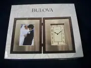 BULOVA PICTURE FRAME CLOCK B1234 Hinged Wood Case - Espresso Brown Finish