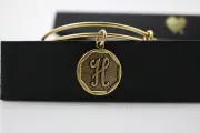 NEW ALEX AND ANI INITIAL H BANGLE RAFAELIAN GOLD WITH TAG, BOX, & CARD