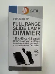 ADL BLACK FULL RANGESLIDE LAMP DIMMER MODEL # D3003 QUALITY 'EASY TO USE"
