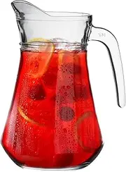 [Argon Tableware] Brocca Glass Water Jug - 1.5L - Clear Glass Serving Jugs Tapered Drinks Pitcher with Handle for Cocktails, Juice, Punch, Soft Drinks, Water