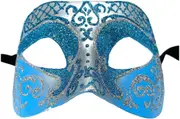 Settecento Brill Silver Sky Blue Venetian Italian Made Masquerade Womens Mask