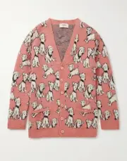 Celine Artist Jacquard Brushed Cotton & Wool Cardigan Pink 2A94W531Q 24BP