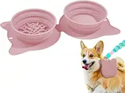 Portable Dog Bowl,Foldable Silicone Portable Dog Bowl Slow Feeder - Multi-Functional Food Grade Cat Dispenser for City Commuting Hiking Outdoor Adventures Beach Days