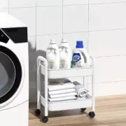 2tier Utility Rolling Cart Storage Organizer Sofa Side Table With Wheels Under D