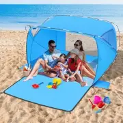 Beach Tent Sun Shelter,4-6 Person Beach Shade Tent, Easy Setup UPF 50+ UV Blue
