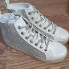 Womens Steve Madden Bondi Shoes Sneakers White Sparkles 6.5